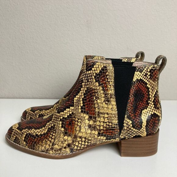 Madewell Carina Leather Chelsea Boots Snake Animal Reptile Print Mob Wife sz 7 - Picture 4 of 7